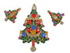 Warner Classic Christmas Candle Tree Vintage Figural Pin & Earrings Set
