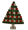 Christmas Tree Red White Green Rhinestone Garland Figural Brooch - 1990s