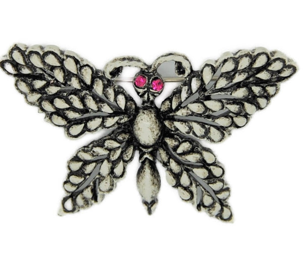 Florenza Monochrome Butterfly Vintage Costume Figural Pin Brooch