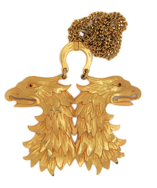 Carnegie Double Fantasy Griffin Massive Vintage Figural Necklace