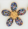 Accessocraft Blue Art Glass Vintage Figural Pin Brooch & Earrings Set