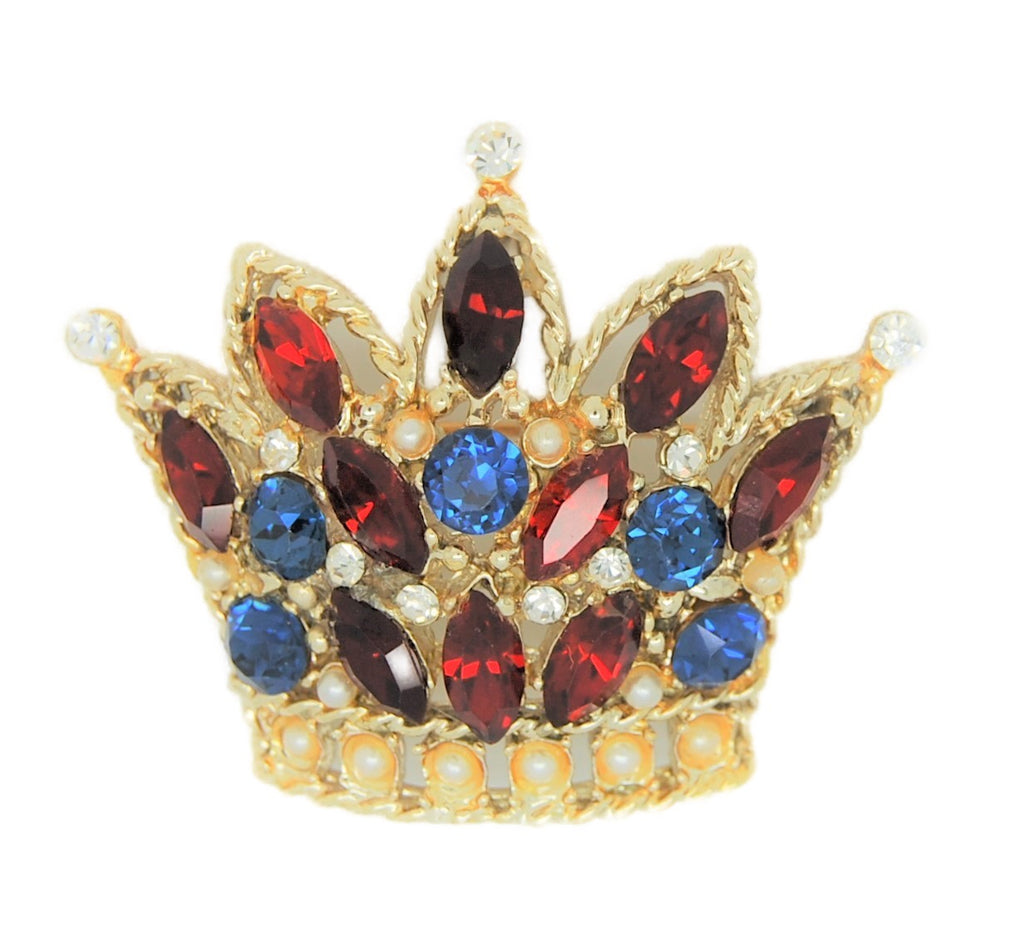 Regency Red White & Blue Royal Crown Vintage Figural Pin Brooch