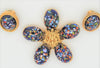 Accessocraft Blue Art Glass Vintage Figural Pin Brooch & Earrings Set