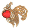 Fred Grey Ruby Jelly Belly Peacock Swan Star Signature Vintage Figural Brooch