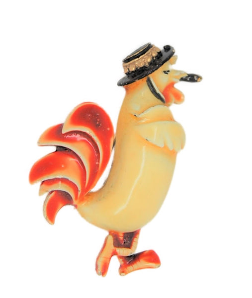 HAR Madame Smoking Hen Vintage Figural Pin Brooch