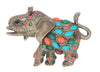 Graziano Multi-Stone Trunk Up Elephant Vintage Figural Pin Brooch