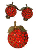 Austria Forbidden Fruit Orange Tangerine Lucite Pin Brooch and Earrings Set