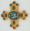 Accessocraft Art Glass Jeweled Maltese Cross Vintage Figural Costume Pin Brooch