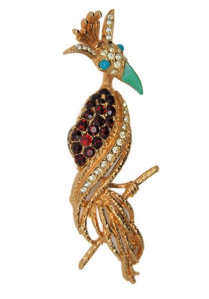 Florenza Kingfisher Bird of Paradise Vintage Costume Figural Pin Brooch