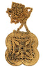Czech Filigree Medusa Carnelian Vintage Figural Pendant & Chain