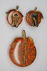 Austria Forbidden Fruit Orange Tangerine Lucite Pin Brooch and Earrings Set