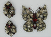 Regency Noir Crystals Butterfly Vintage Figural Brooch and Matching Earrings Set