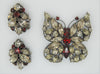 Regency Noir Crystals Butterfly Vintage Figural Brooch and Matching Earrings Set