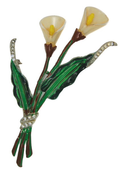 Corocraft Double Calla Lilies Vintage Figural Pin Brooch