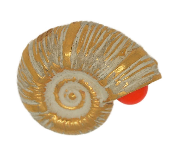 Carnegie Seashell Nautilus Gold Tone Vintage Figural Pin Brooch