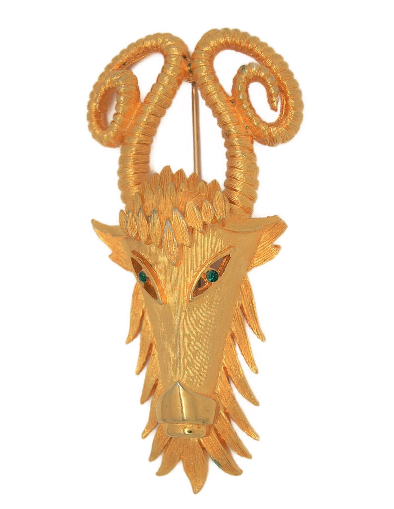 Vendome Fantasy Goat Ram Vintage Figural Pin Brooch - 1960