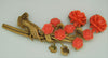 1920s Victorian Homage Hand Bouquet of Coral Roses Figural Pin Brooch