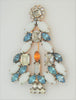 RON Baby Blue & Milk Glass Candle Christmas Tree Vintage Figural Brooch