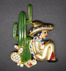 Boucher Mexican Cactus Siesta Pot Metal 1940s Brooch Pin - Mink Road Vintage Jewelry