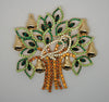 Kirks Folly Massive Christmas Partridge Pear Tree Vintage Figural Pin Brooch
