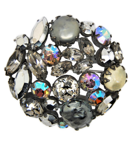 Regency Aurora Purples Blacks & White Vintage Costume Pin Brooch