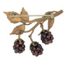 Michael Michaud Glass Bead Grapes Bronze Leaf Vintage Figural Brooch