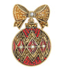 Liz Claiborne Christmas Burgundy Gold Ornament Vintage Figural Brooch