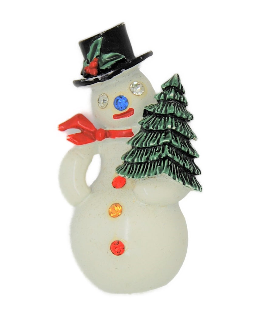 Hedy H in a Heart Christmas Snowman Vintage Figural Brooch
