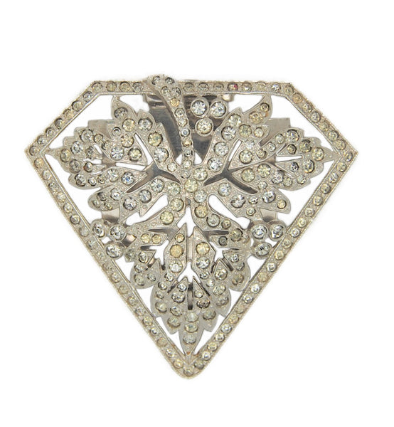 Art Deco Decollete Dress Clip Rhodium Ivy Leaf Vintage Figural Pin Brooch