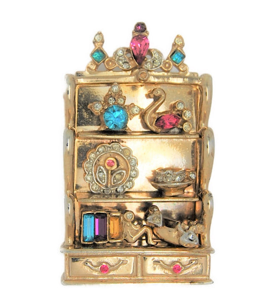 Coro Pegasus Katz Welsh Dresser Cabinet Vintage Figural Pin Brooch