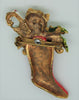 ART Holiday Christmas Stocking Kitty Cat Cane Figural Vintage Brooch