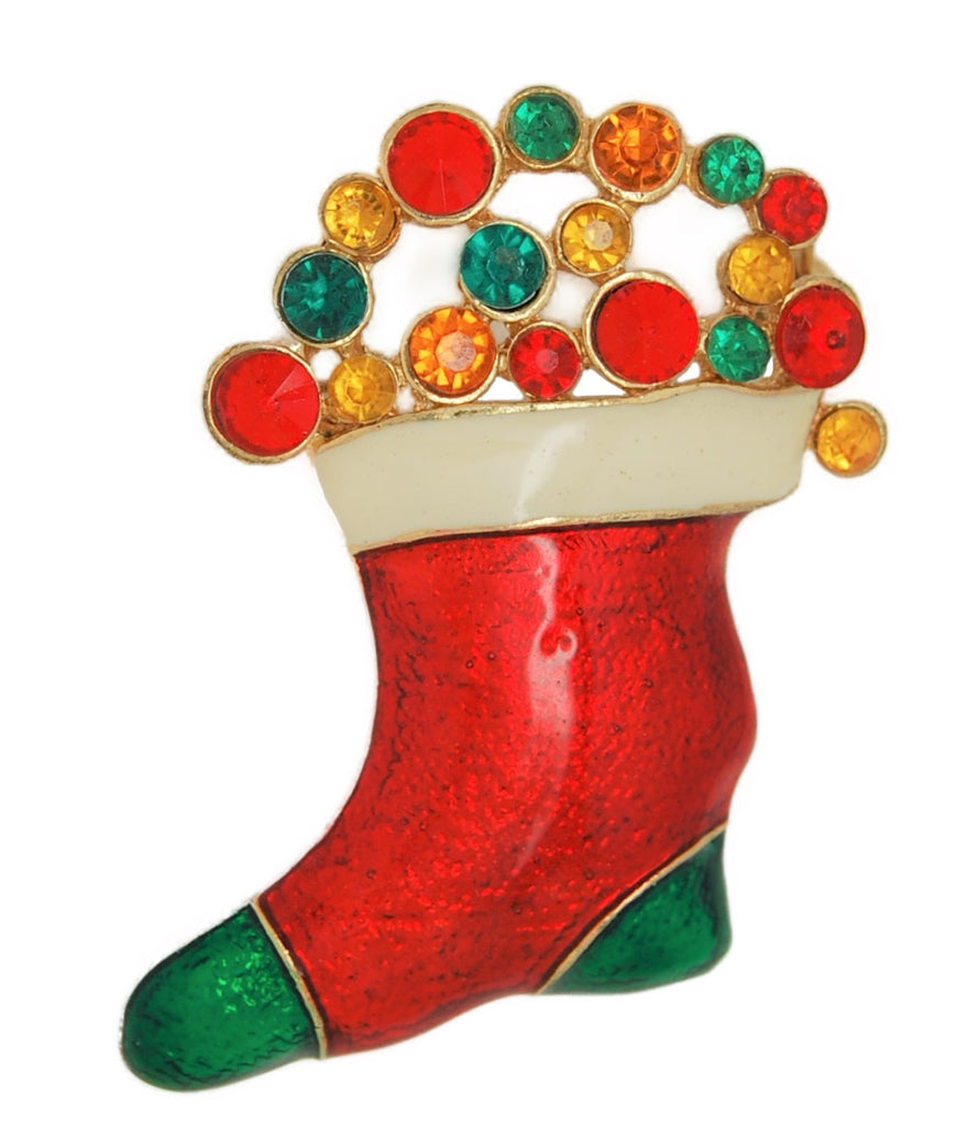 Christmas Santa Boot Vintage Holiday Figural Costume Brooch