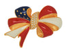 Joan Rivers American Flag Bow Large Patriotic Enamel Figural Pin Brooch