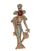 Reja Sterling Vermeil Lady with Parasol High-End Vintage Figural Pin Brooch