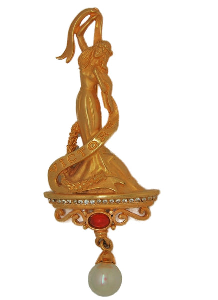 Hand Patriotic Lady Victory Vintage Figural Costume Brooch