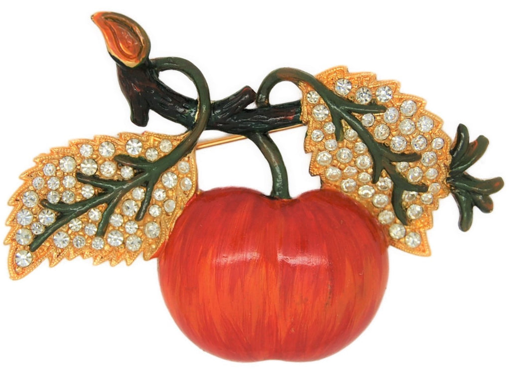 Weiss Enamel Apple Leaves and Branches Vintage Figural Pin Brooch