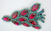 Bauer Christmas Tree Navette Ruby Aurora Holiday Figural Pin Brooch