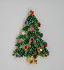 Christmas Tree Green Enamel Branch Needles Rhinestones Figural Brooch - 1990s