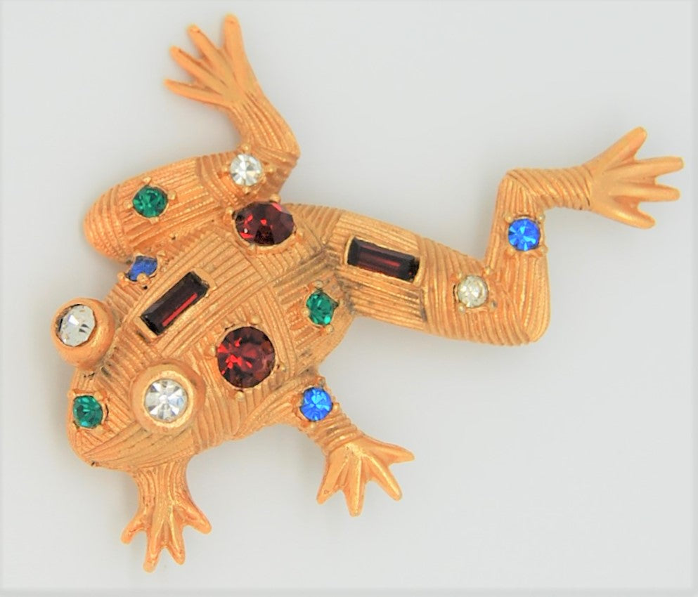 Mid-Century Frog Vintage Figural Costume Jewelry Brooch