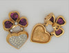 Made in Italy High-End Heart Dangle CZ Vintage Figural Earrings