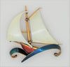 Henry a La Pensee Patriotic Sailing Boat Paris Vintage Figural Brooch