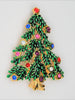 Christmas Tree Green Enamel Branch Needles Rhinestones Figural Brooch - 1990s