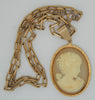 Beautiful Cameo Translucent Pendant & Embossed Chain Vintage Figural Necklace