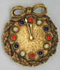 Jeanne Clock Patriotic Gold Tone Vintage Costume Figural Pin Brooch