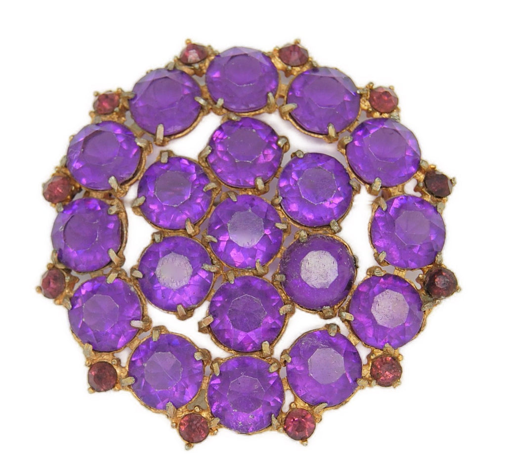 Amethyst Star in Circle 1920s Vintage Figural Pin Brooch