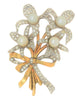 Eisenberg Ice Rhodium & Gold Plate Floral Pearls Vintage Figural Brooch