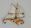 Henry a La Pensee Patriotic Sailing Boat Paris Vintage Figural Brooch