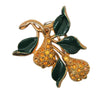Block Double Pears Enamel Fur Clip Vintage Costume Figural Pin Brooch