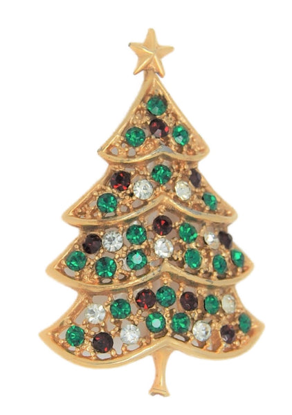 Hedy H Heart Christmas Holiday Tree Vintage Figural Pin Brooch