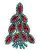 Bauer Christmas Tree Navette Ruby Aurora Holiday Figural Pin Brooch